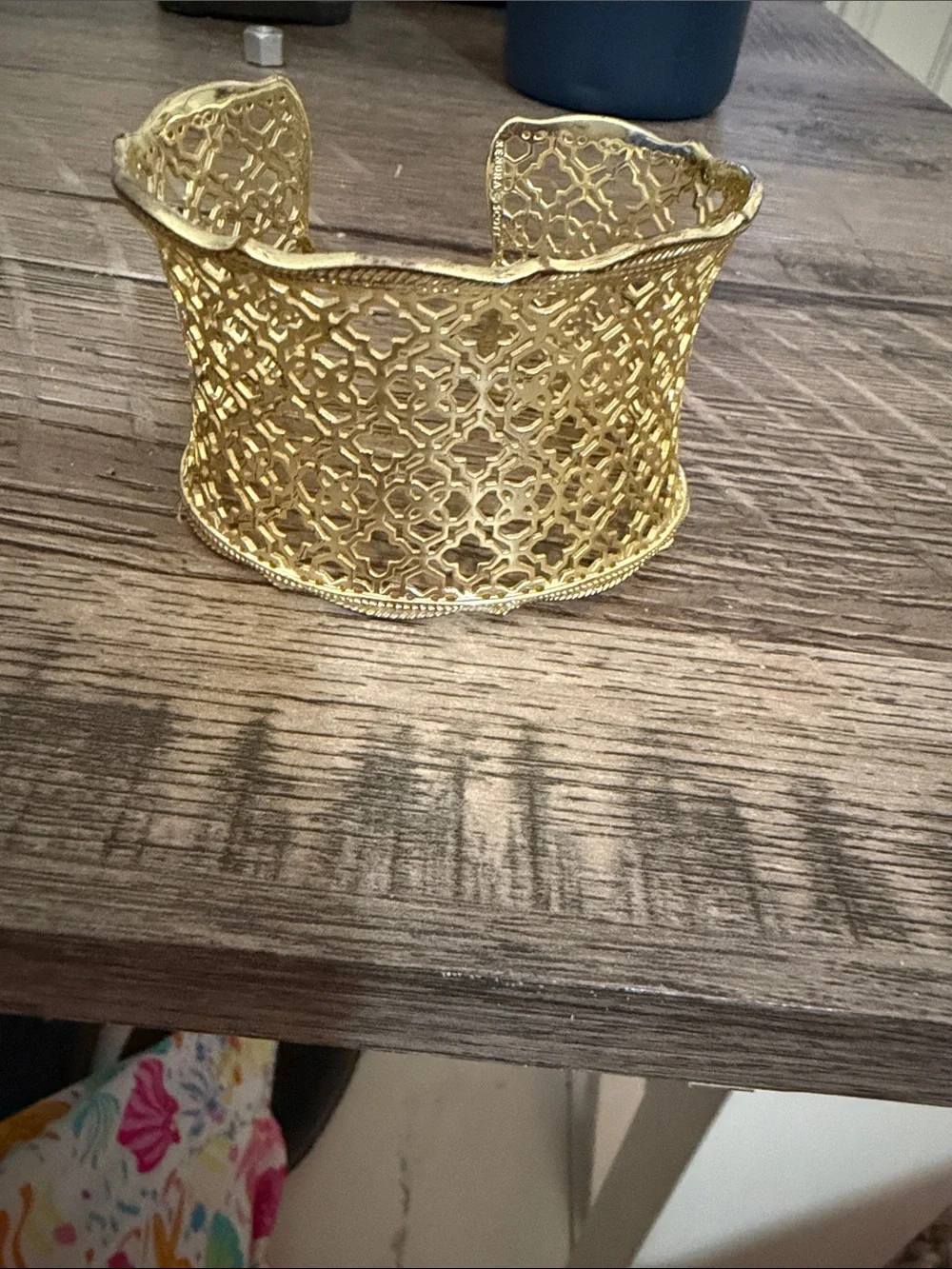 Source Unknown Gold Filigree Openwork Cuff Bracelet
